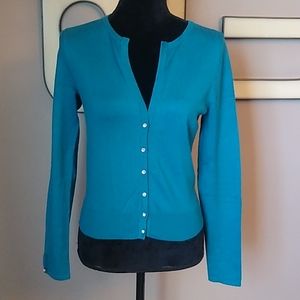 Ann Taylor Teal and Diamond Cardigan